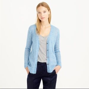 J Crew Women’s Baby Blue Mohair V Neck Cardigan Size small